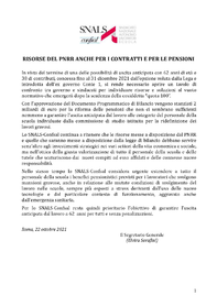 RISORSE DEL PNRR ANCHE PER I CONTRATTI E PER LE PENSIONI